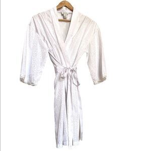 VTG Kathryn Silky Sleepware White Leopard Robe S